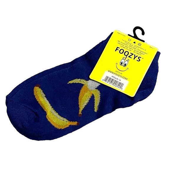 Foozys Women's Ankle Socks: Bananas; Blue; Women's Size 9-11 - Picture 2 of 3